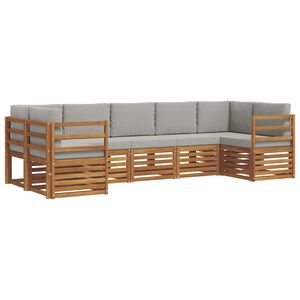 vidaXL Ecksofa Set mit Kissen 7 pcs Nat&uuml;rlich und Hellgrau