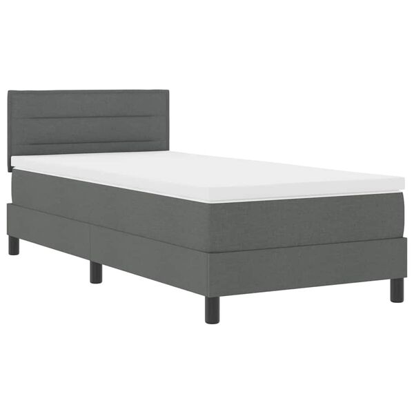 vidaXL Boxspringbett mit Matratze Dunkelgrau 90 x 200 cm Stoff