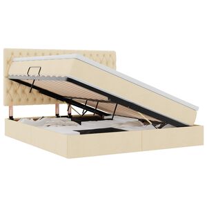 vidaXL Aufbewahrungsbett mit Matratze Creme 160 x 200 cm Polyester