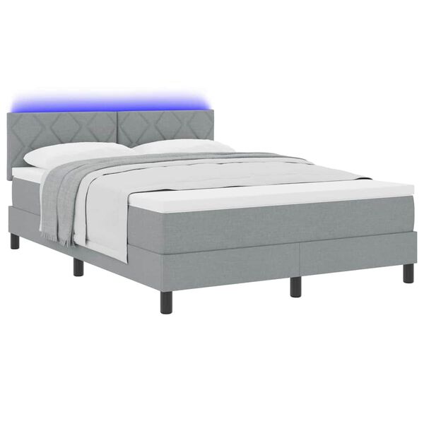 vidaXL Boxspringbett mit Matratze Hellgrau 140 x 200 cm Stoff