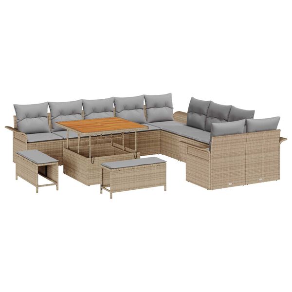 vidaXL Garten-Sofa-Set 13 pcs Beige Poly-Rattan