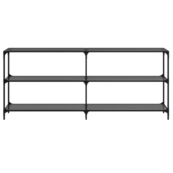 vidaXL Konsolentisch mit Glasplatte Schwarz 194,5x30x81 cm Stahl