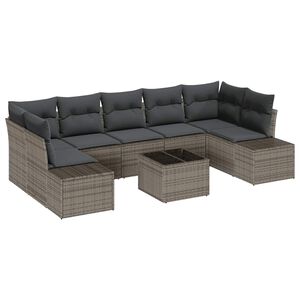 vidaXL Gartensofa-set mit Kissen mit Speicher 8 pcs Grau Poly-Rattan