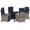 vidaXL Garten Essgruppe 5 stk. Grau und Schwarz Rattan