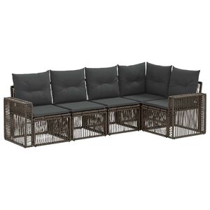 vidaXL Gartensofa-set 5 stk. Grau und Dunkelgrau Poly-Rattan