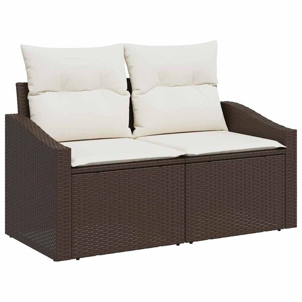 vidaXL Garten-Sofa-Set mit Kissen mit Speicher 6 pcs Braun und Creme