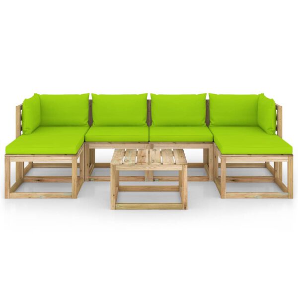 vidaXL 7-tlg. Garten-Lounge-Set mit Kissen Impr&auml;gniertes Kiefernholz