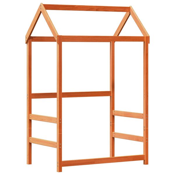 vidaXL Massivholzbett und Bank mit Dach Orange 80x200 cm Kiefernholz