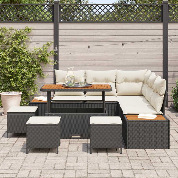 vidaXL Gartensofa-set 9 pcs Schwarz Poly-Rattan