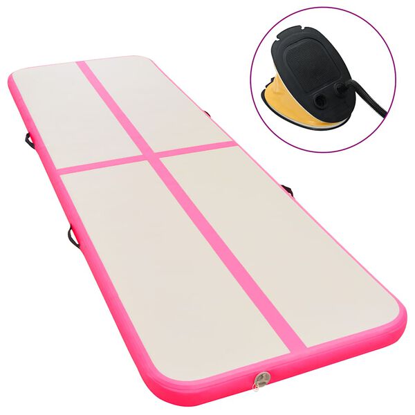 vidaXL Aufblasbare Gymnastikmatte mit Pumpe 500x100x10 cm PVC Rosa
