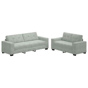 vidaXL 2-teiliges Sofa-Set mit Kissen, hellgrauer Samt