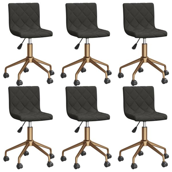 vidaXL Esszimmerst&uuml;hle 6 Stk. Drehbar Dunkelgrau Samt