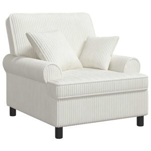 vidaXL XL-Sessel mit Kissen Creme 1,5 Linien Stoff