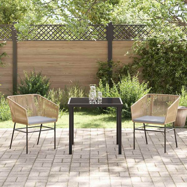 vidaXL Garten Essgruppe 3 pcs Braun Pulverbeschichteter Stahl