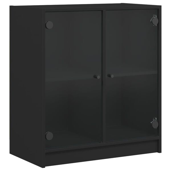 vidaXL Beistellschrank mit Glast&uuml;ren Schwarz 68x37x75,5 cm
