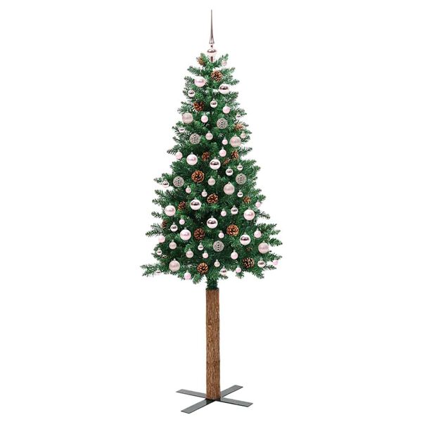 vidaXL Schlanker Weihnachtsbaum mit 300 LEDs mit Ständer Grün 210 cm