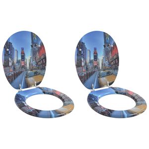 vidaXL Toilettensitz 2 pcs Grau 44 x 38 cm MDF-Platte