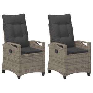 vidaXL Gartenstuhl 2 Stk. Grau und Dunkelgrau Stahl und Polyester