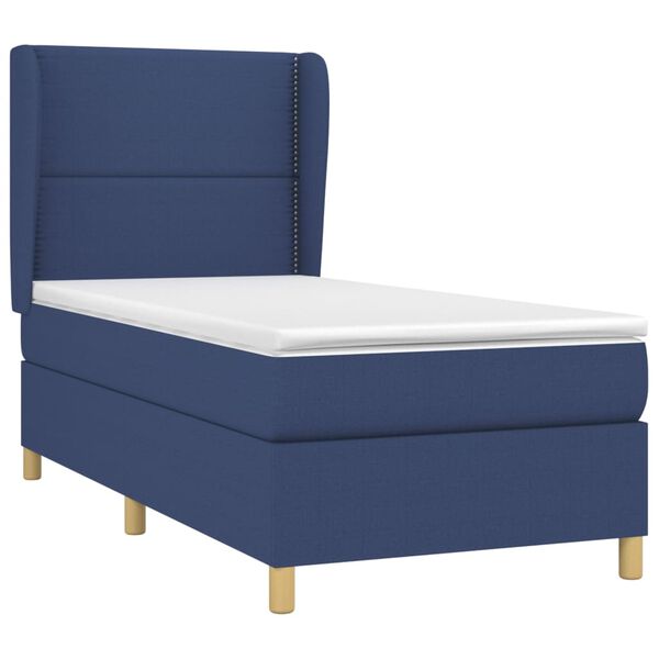 vidaXL Boxspringbett mit Matratze Blau 90x190 cm Stoff