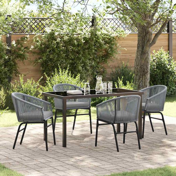 vidaXL Garten Essgruppe 5 pcs Anthrazit Pulverbeschichteter Stahl