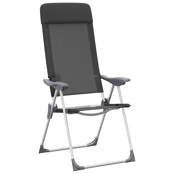 vidaXL Klappbare Campingst&uuml;hle 2 Stk. Aluminium Schwarz