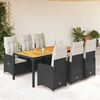 vidaXL 7-tlg. Garten-Bistro-Set mit Kissen Schwarz Poly Rattan