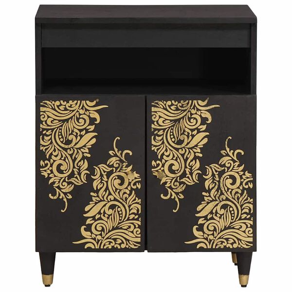 vidaXL Sideboard mit Regal Schwarz 60 x 33 x 75 cm Massivholz Mango