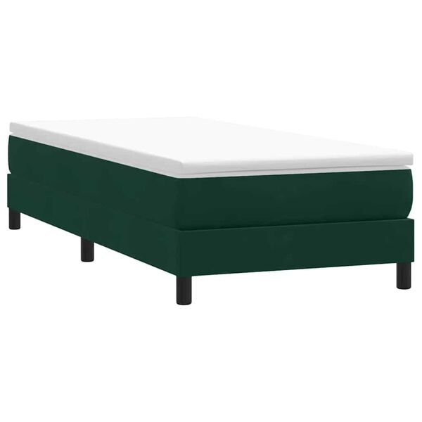 vidaXL Boxspringbett ohne Matratze Dunkelgr&uuml;n 80x210 cm Samt
