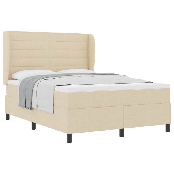vidaXL Boxspringbett mit Matratze Creme 160 x 200 cm Stoff