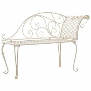 vidaXL Garten-Chaiselongue 128 cm Metall Antik Wei&szlig;