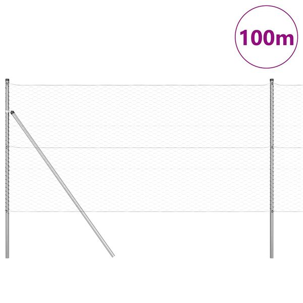 vidaXL Zaunpfosten Silber 100 x 1,4 m (36 mm Maschenweite) Stahl