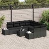 vidaXL Garten-Sofa-Set mit Kissen 9 pcs Schwarz Poly-Rattan