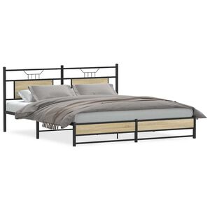 vidaXL Metallbett ohne Matratze Sonoma-Eiche 180x200 cm