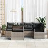 vidaXL Gartensofa-set mit Kissen mit Speicher 6 pcs Grau Poly Rattan