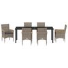 vidaXL Garten Essgruppe mit Kissen 7 pcs Grau Poly-Rattan