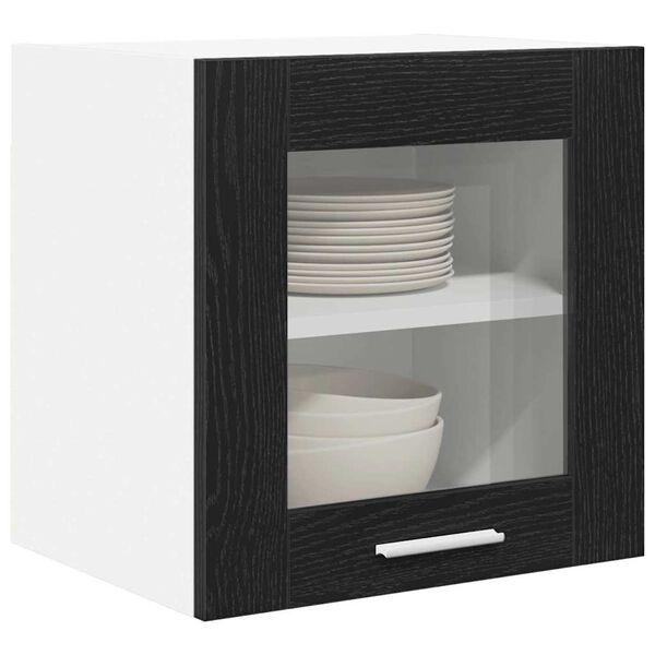 vidaXL H&auml;ngeschrank mit T&uuml;r 2 pcs Schwarz Eichen-Optik 40 x 31 x 40 cm