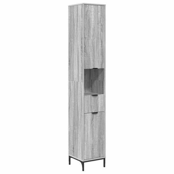 vidaXL Badezimmerschrank mit Speicher Graues Sonoma 31,5 x 33 x 190 cm