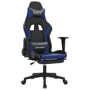 vidaXL Gaming-Stuhl mit Massage & Fu&szlig;st&uuml;tze Schwarz & Blau Kunstleder