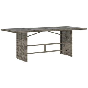 vidaXL Gartentisch mit Glasplatte Grau 190x80x74 cm Poly Rattan