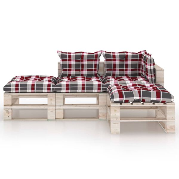 vidaXL 4-tlg. Garten-Lounge-Set aus Paletten mit Kissen Kiefernholz