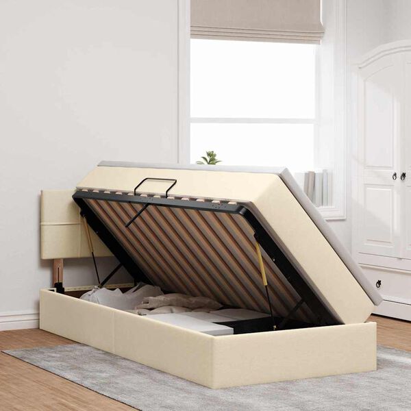 vidaXL Aufbewahrungsbett mit Matratze Creme 100 x 200 cm Holzwerkstoff