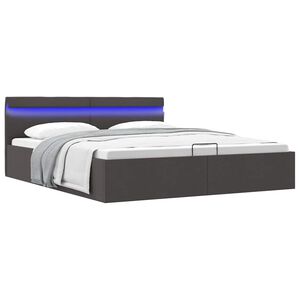 vidaXL Bett mit Bettkasten Hydraulisch LED Dunkelgrau Stoff 180x200 cm