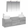 vidaXL Badezimmerm&ouml;bel-Set 4 pcs Grau Sonoma Ingenieurholz und Glas