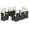 vidaXL 9-tlg. Garten-Essgruppe mit Kissen Schwarz Poly Rattan