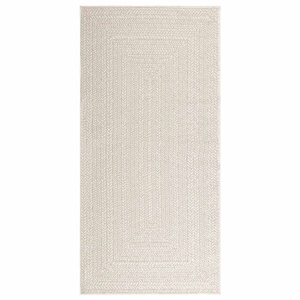 vidaXL Teppich ZIZUR Creme 100x200 cm Jute-Optik Indoor und Outdoor