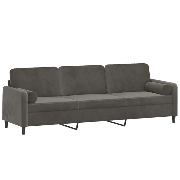 vidaXL 3-Sitzer-Sofa mit Kissen Dunkelgrau 210 cm Samt