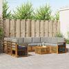 vidaXL Sofagarnituren 10 pcs Nat&uuml;rlich und Hellgrau Massivholz Akazie