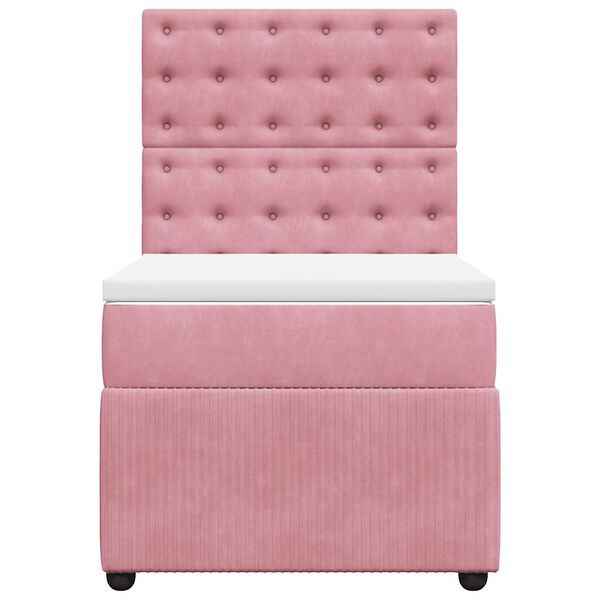 vidaXL Boxspringbett mit Matratze Rosa 90x200 cm Samt