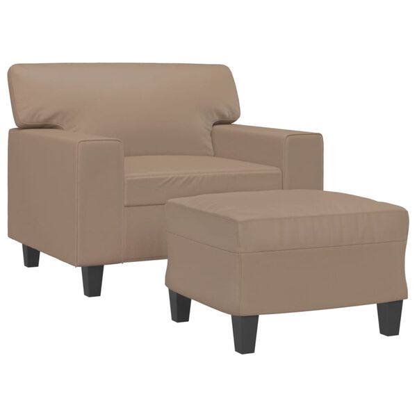 vidaXL Sessel mit Hocker Cappuccino-Braun 60 cm Kunstleder