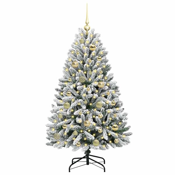 vidaXL K&uuml;nstlicher Weihnachtsbaum Gr&uuml;n und Wei&szlig; 120 cm PVC und Metall